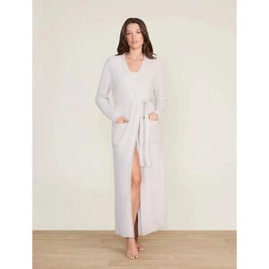New $158 Barefoot Dreams CozyChic Lite Women's Long Robe Silver S/M
